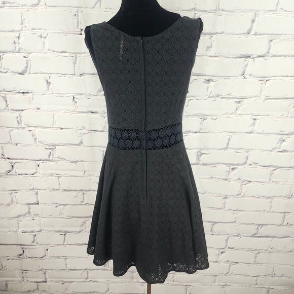 Free People Dress Daisy Lace Embroidered Cutout Mini Skater Black cute goth - Picture 2 of 8